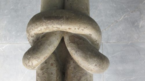 Among the missing blog posts: A dream about wrestling. Detail of a column in the Wurzburg Cathedral, shaped in a knot. Photo by Barbara Newhall