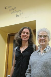 Novelist Mary Volmer and memoirist Barbara Falconer Newhall at the Bridging writers retreat at St. Mary's College, June, 2018. Barbara Newhall photo