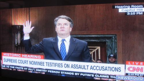 Brett Kavanaugh testifying before the Senate Judiciary Committee, September 27. 2018, in a CNN report.