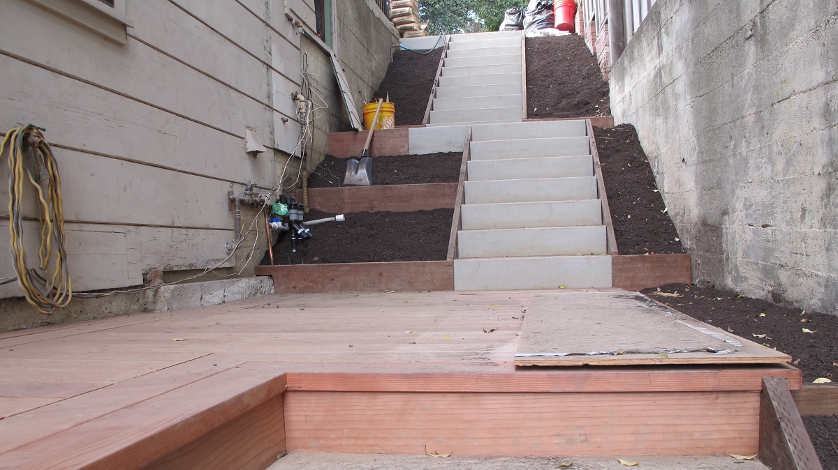 almost done a brand new side-yard-stairs