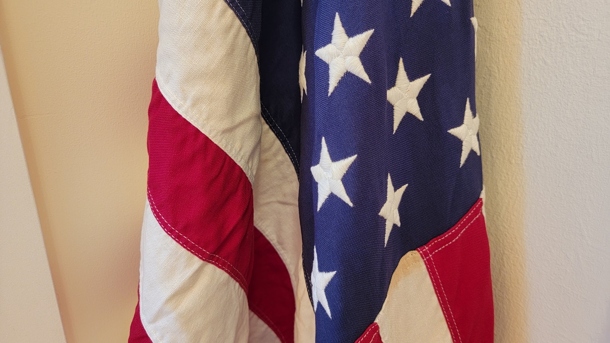 American-flag-detail with liberty and justice for all