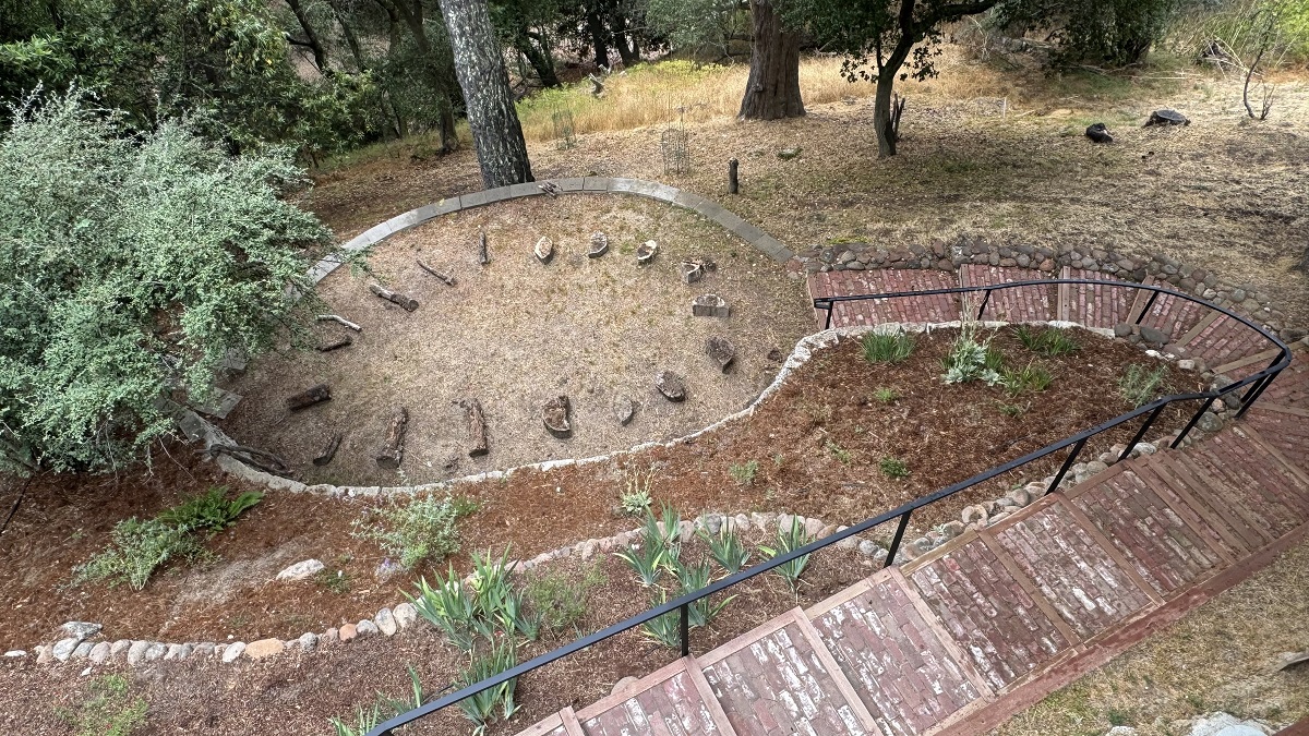 obstacle course or fairy circle terraced-backyard-stairway